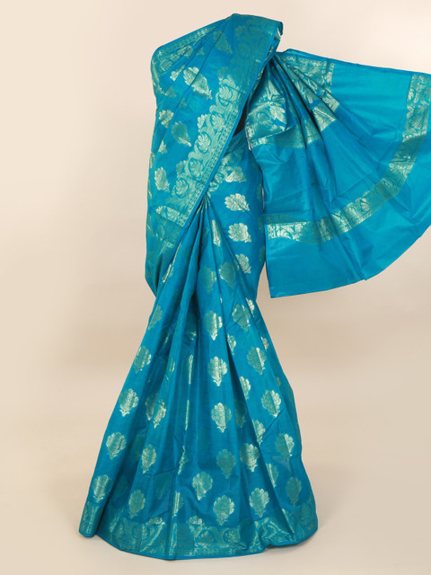 

Pothys Turquoise Blue Pure Silk Woven Design Tussar Saree
