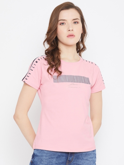 

Octave Women Pink Solid Round Neck T-shirt