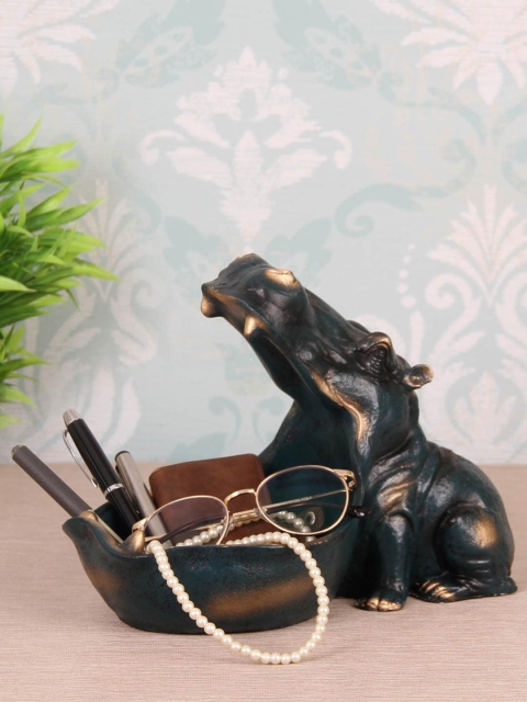 

TIED RIBBONS Black & Gold Toned Decorative Hippo Showpiece
