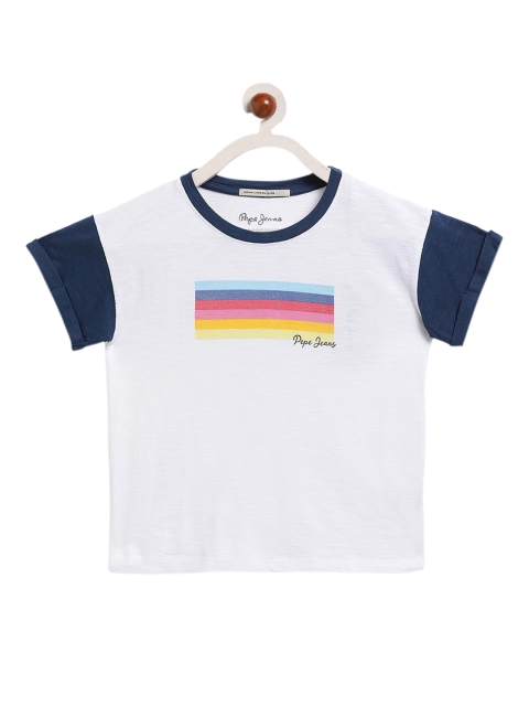 

Pepe Jeans Girls White Printed Round Neck T-shirt