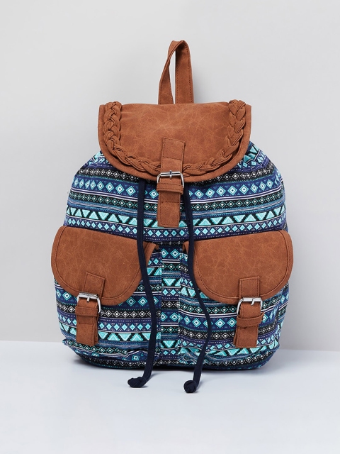 

max Women Blue & Brown Geometric Backpack