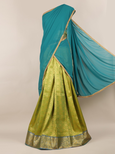 

Pothys Blue & Green Poly Chiffon Printed Half Saree