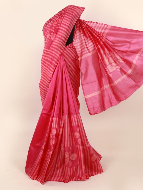 

Pothys Pink Striped Pure Silk Saree