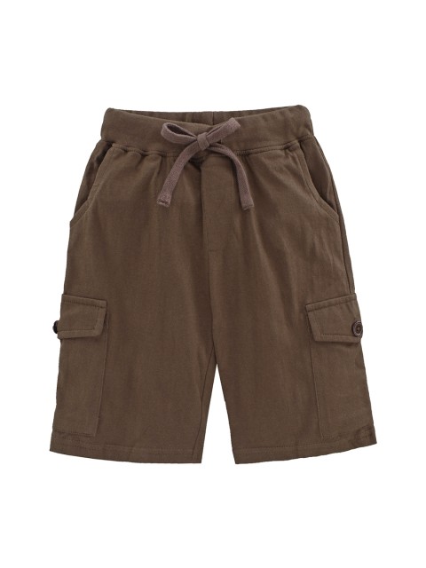 

KiddoPanti Boys Coffee Brown Solid Regular Fit Cargo Shorts