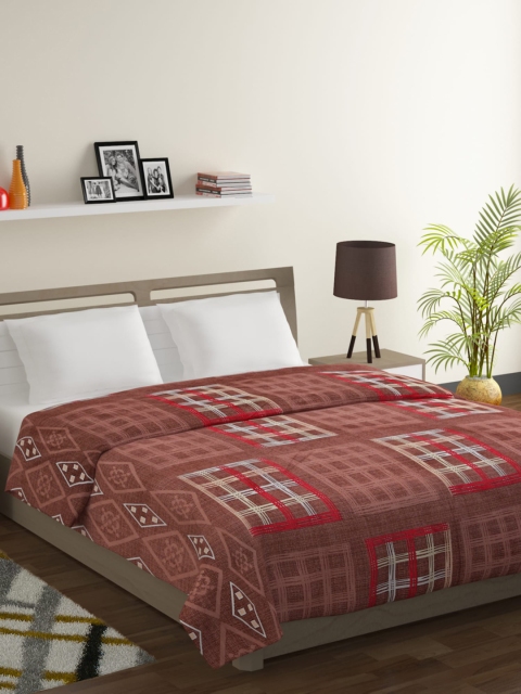 

SWAYAM Brown & Red Geometric Mild Winter 150 GSM Double Bed Comforter