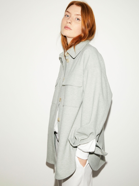 

H&M Women Green Shirt Jacket