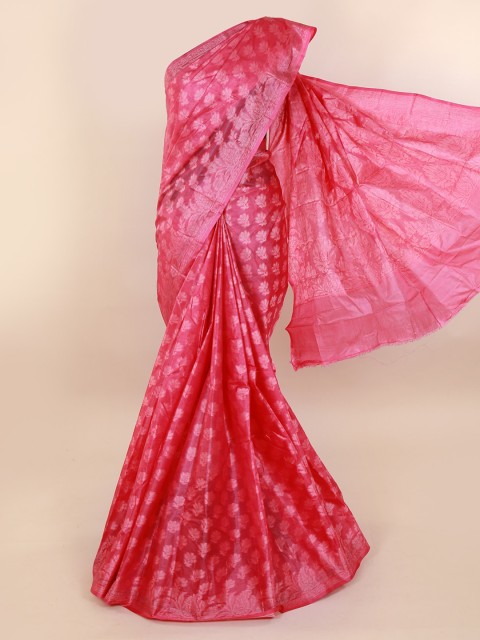 

Pothys Pink Pure Silk Woven Design Tussar Saree
