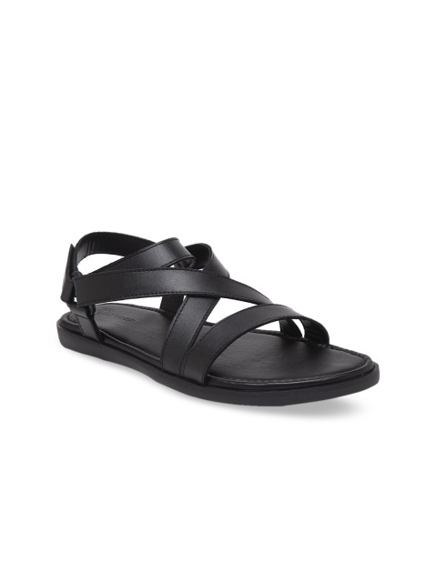

BEAVER Men Black Leather Comfort Sandals