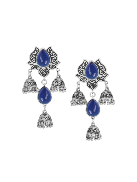 

Mali Fionna Blue Floral Jhumkas
