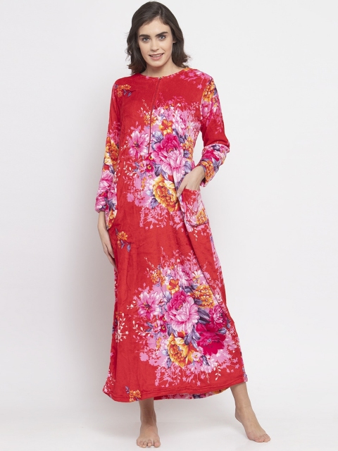 

KLOTTHE Red & Pink Printed Nightdress