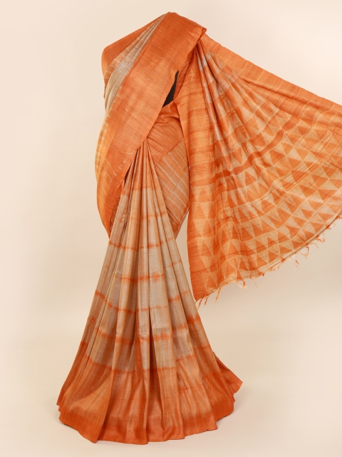 

Pothys Orange Printed Pure Silk Saree