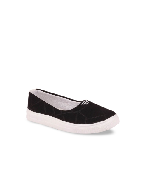 

FAUSTO Women Black Solid Canvas Ballerinas