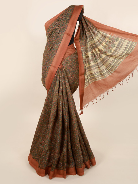 

Pothys Brown Printed Pure Silk Saree