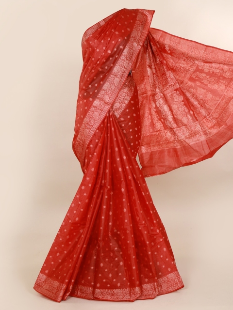 

Pothys Red Pure Silk Woven Design Tussar Saree