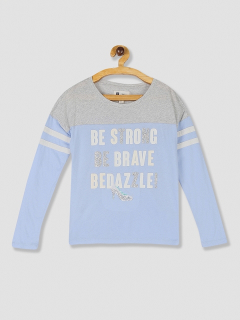 

GAP Girls Blue Printed Round Neck T-shirt
