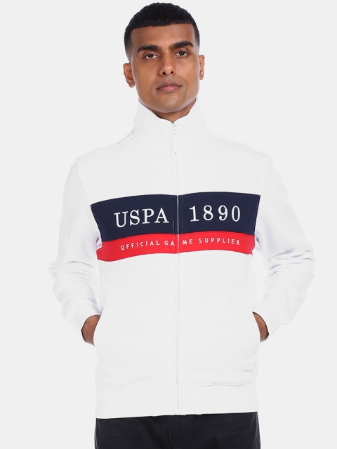 

U.S. Polo Assn. Men White & Navy Blue Cotton Printed Sweatshirt