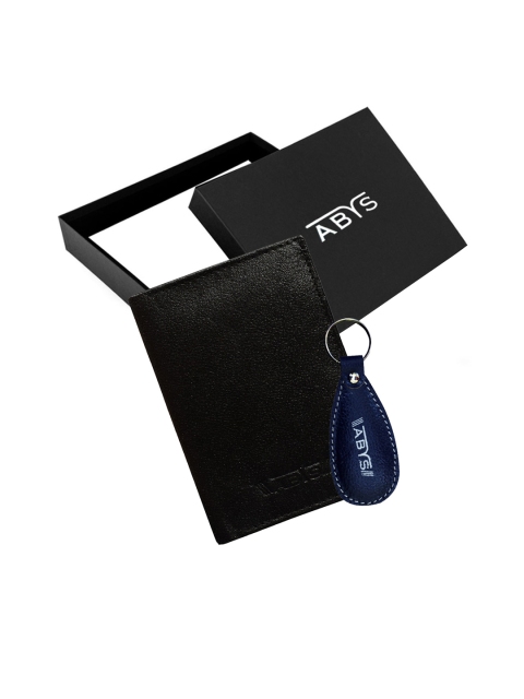 

ABYS Unisex Black & Navy Blue Solid Genuine Leather Accessories Gift Set