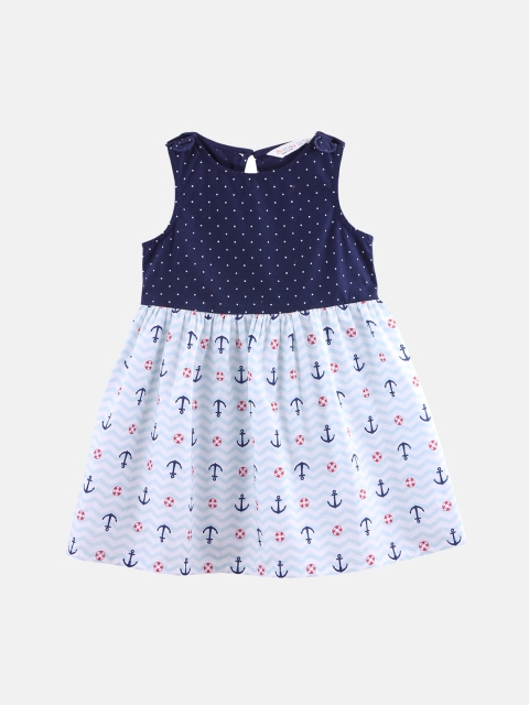 

Beebay Girls Blue Colourblocked Fit and Flare Dress