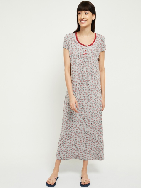 

max Grey Melange Printed Nightdress