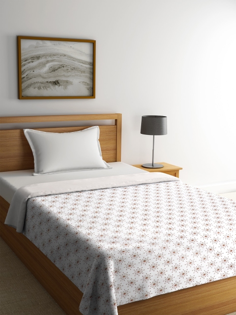 

NEUDIS White & Brown Floral AC Room 210 GSM Single Bed Comforter