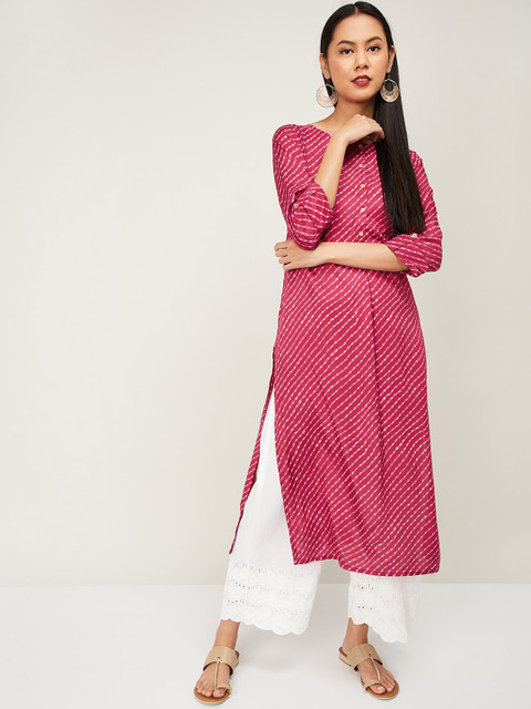 

Melange by Lifestyle Women Pink Striped A-Line Kurta