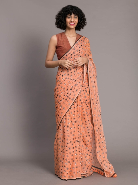 

Suta Orange Printed Pure Cotton Saree