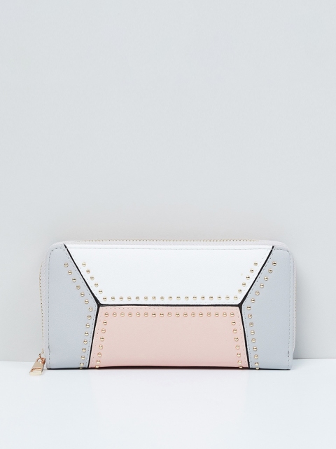 

max Women Pink & Blue Colourblocked Zip Around Wallet