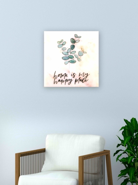 

POSH-N-PLUSH Pink and Blue Leaf Print Wall Art, White