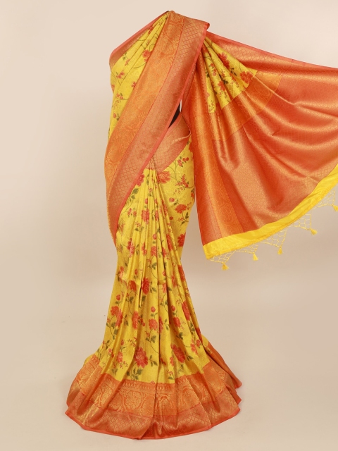 

Pothys Yellow Woven Design Banarasi Saree
