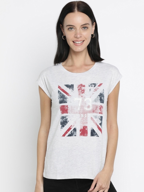 

Pepe Jeans Women Grey Printed Round Neck T-shirt
