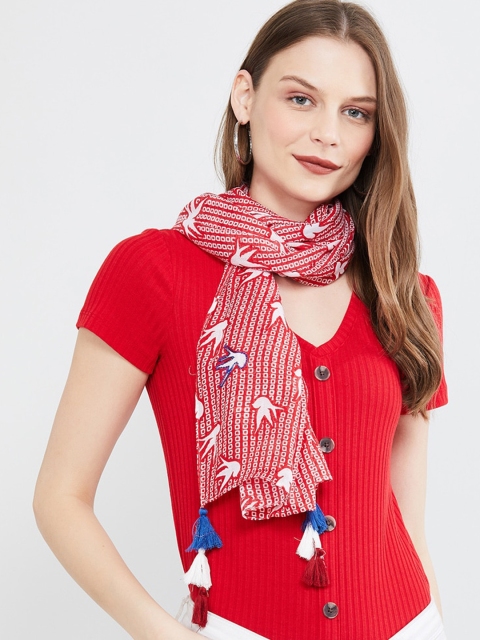 

max Women Red & White Printed Scarf