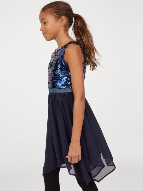 

H&M Girls Navy Blue Sequined tulle dress