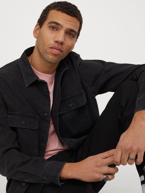 

H&M Men Black Denim Shirt Jacket