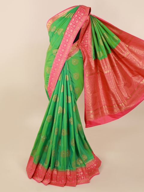 

Pothys Green & Pink Pure Silk Woven Design Saree