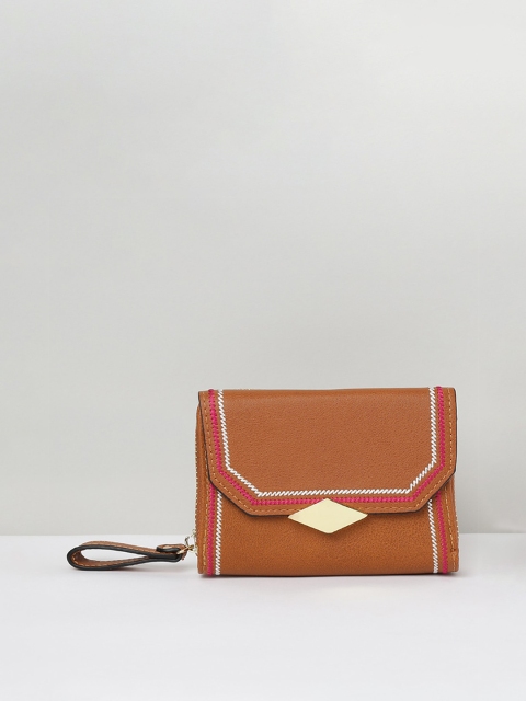 

max Women Tan Solid Zip Around Wallet