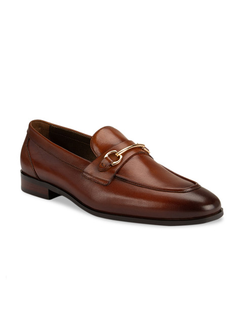 

ROSSO BRUNELLO Men Tan Brown Solid Leather Formal Loafers