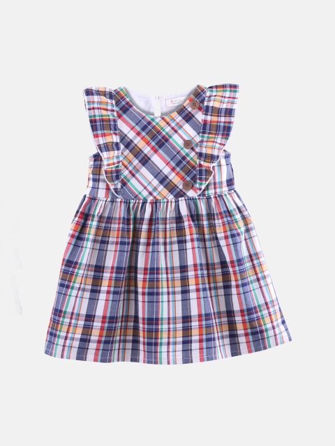 

Beebay Girls Navy Blue Checked Fit and Flare Dress