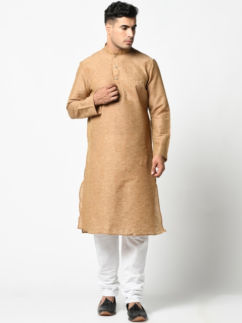 

LAMAAYA Men Brown & Off-White Solid Kurta with Pyjamas