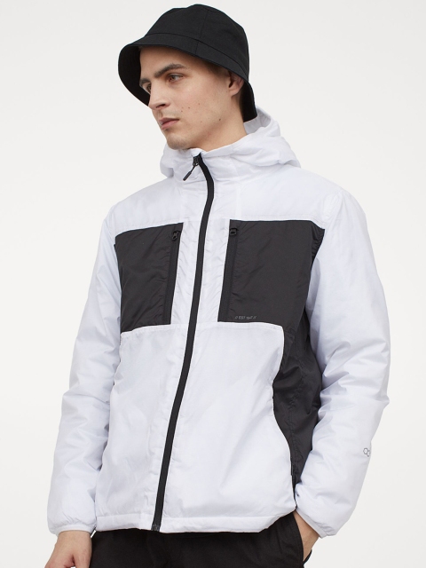 

H&M Men White & Black Colourblocked Lightweight Jacket