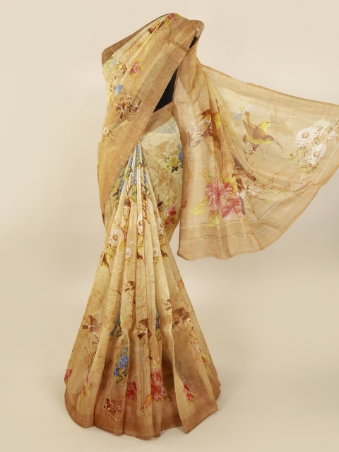 

Pothys Mustard Phulkari Printed Pure Silk Saree
