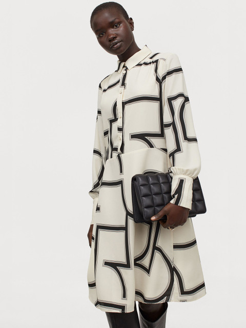 

H&M Women White & Black Printed Shirt Dress