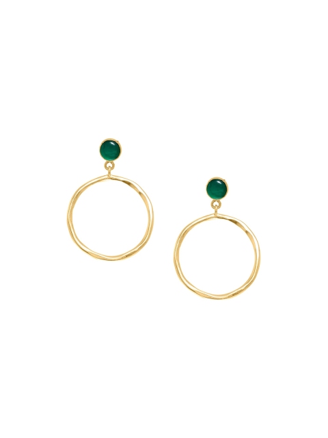

FabAlley Green Gold-Plated Circular Hoop Earrings