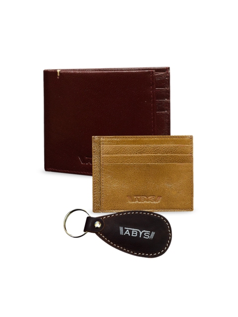 

ABYS Men Solid Genuine Leather Accessory Gift Set, Brown