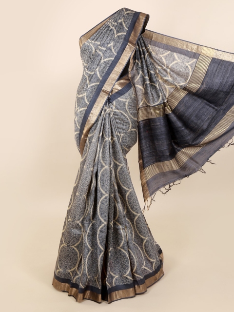 

Pothys Grey Printed Pure Silk Saree