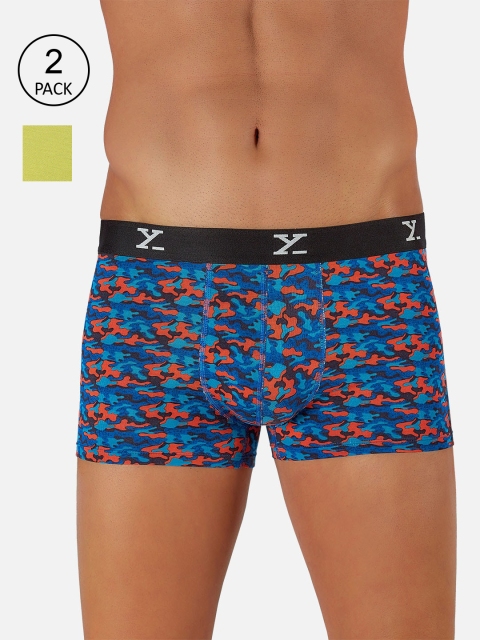 

XYXX Men Pack Of 2 IntelliSoft Antimicrobial Shuffle Trunks XYTRNK2PCKN184_, Blue