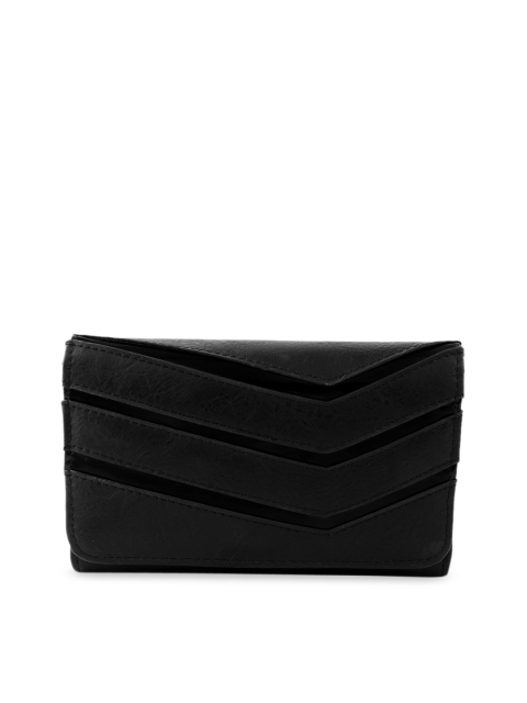 

GIO COLLECTION Women Black Striped Two Fold Wallet