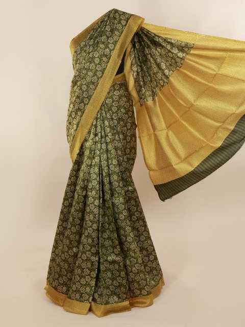 

Pothys Green Pure Silk Printed Bagh Saree