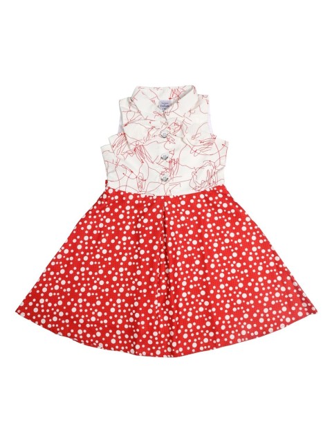 

Doodle Girls Red & White Printed Fit and Flare Dress