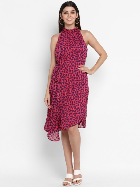 

NIZA Women Red Polka Dots Printed Fit and Flare Dress