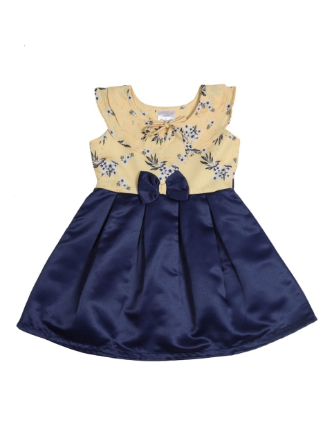 

Doodle Girls Beige & Blue Printed Fit and Flare Dress